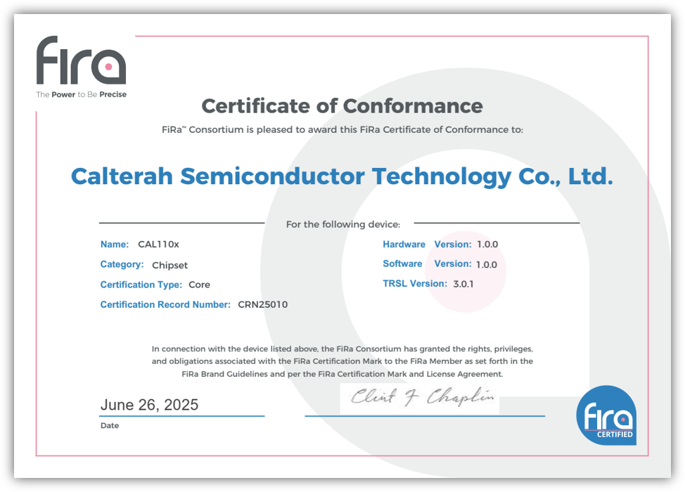 CALTERAH | FiRa Core 3.0, UWB